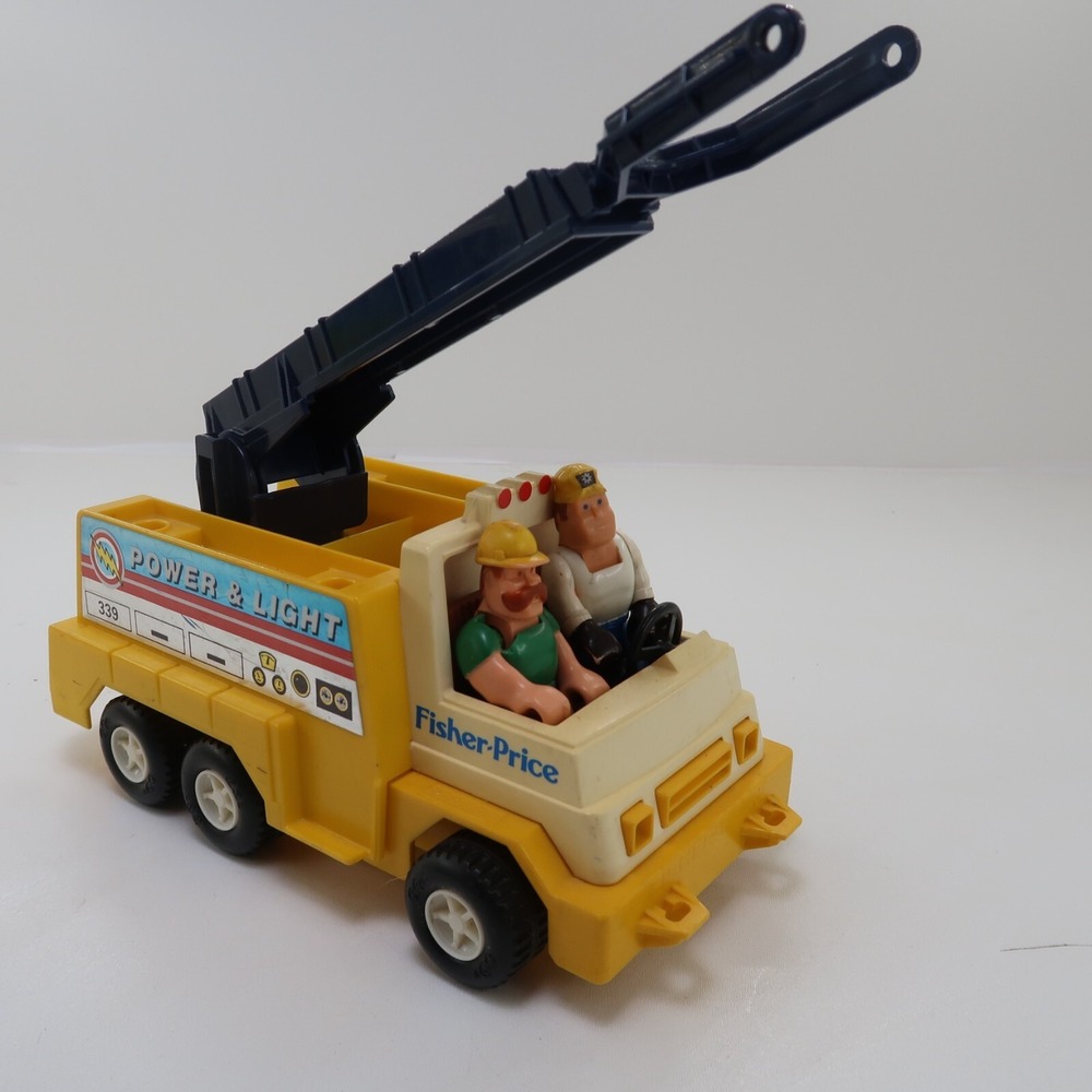 Vintage 1983 Fisher Price Husky Helper Power & Light Service Truck with 2 Driver